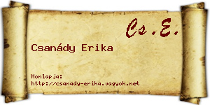 Csanády Erika névjegykártya