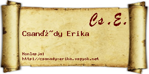 Csanády Erika névjegykártya